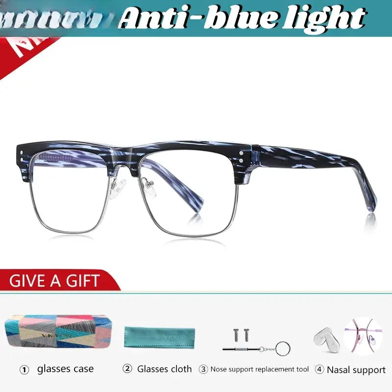 Men's Square Full Rim Titanium Reading Glasses 42203 — view 7 | Rx Spectacle
