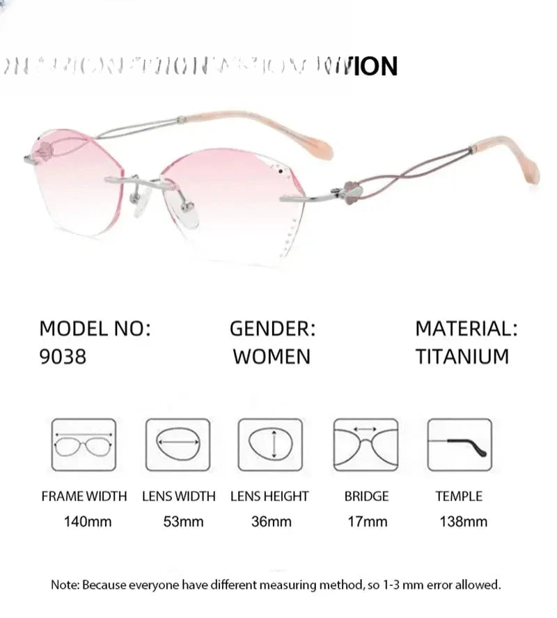 Women's Oval Rimless Titanium Prescription Glasses 699038 — view 2 | Rx Spectacle
