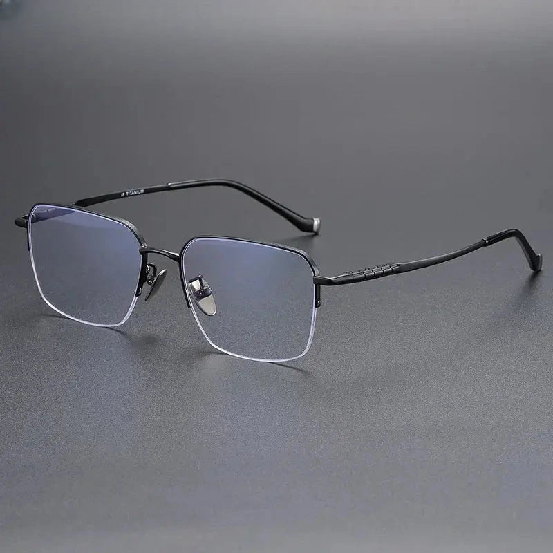 Unisex Square Semi-Rimless Titanium Prescription Glasses 680905 — view 3 | Rx Spectacle