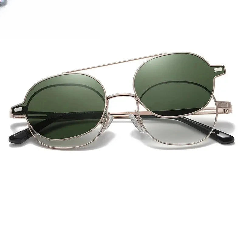 Unisex Oval Full Rim Alloy Clip-On Prescription Glasses 8802 — view 2 | Rx Spectacle