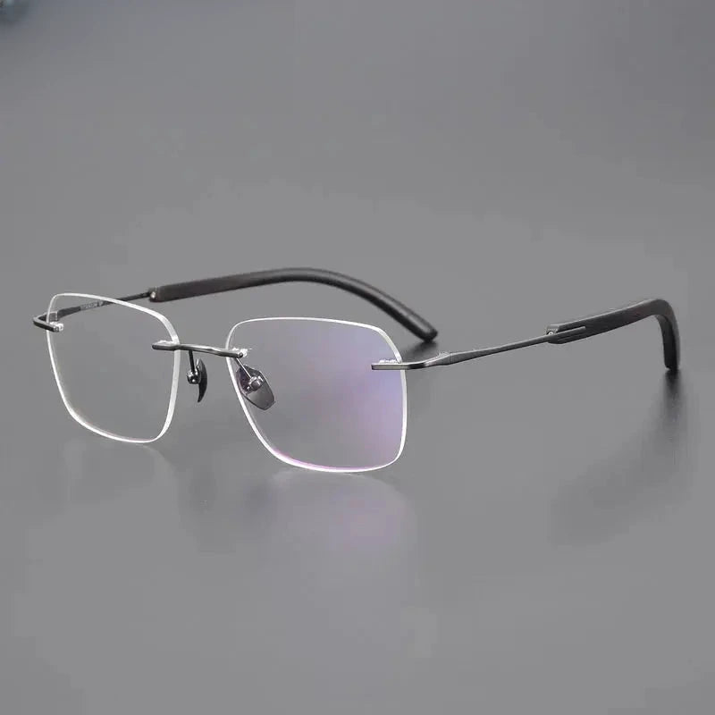 Unisex Square Rimless Titanium Prescription Glasses 723246 — view 4 | Rx Spectacle