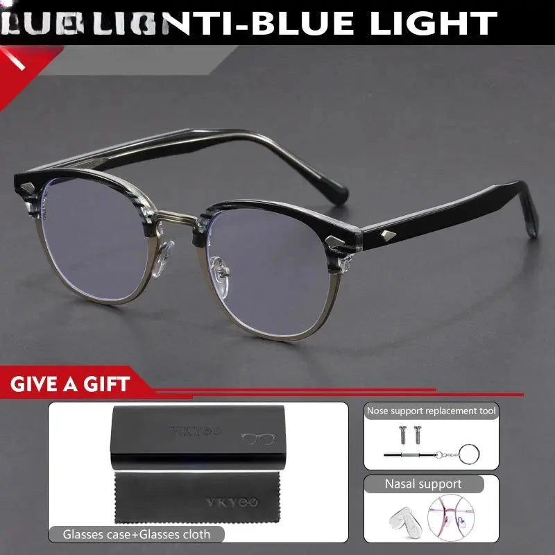 Unisex Round Full Rim Titanium Reading Glasses 10306 — view 4 | Rx Spectacle