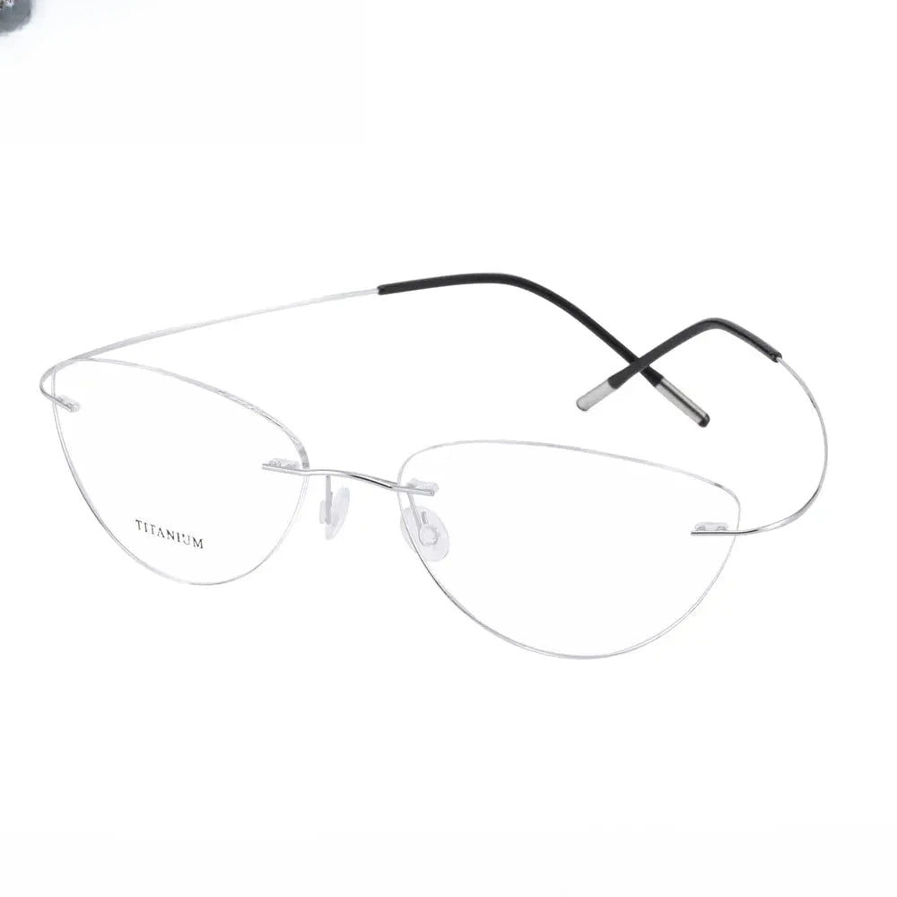 Unisex Cat Eye Rimless Titanium Prescription Glasses 720003 — view 9 | Rx Spectacle
