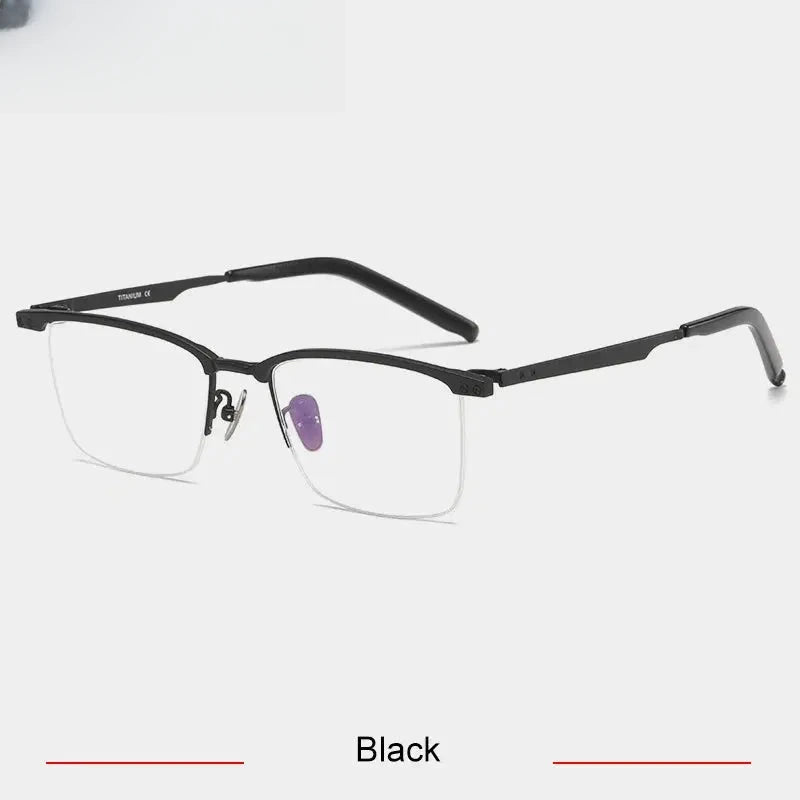 Unisex Browline Semi-Rimless Titanium Prescription Glasses 318750 — view 5 | Rx Spectacle