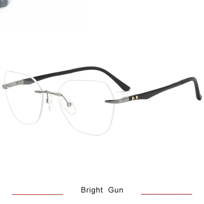 Women's Polygon Rimless Titanium Flat Top Prescription Glasses 316026 — view 3 | Rx Spectacle