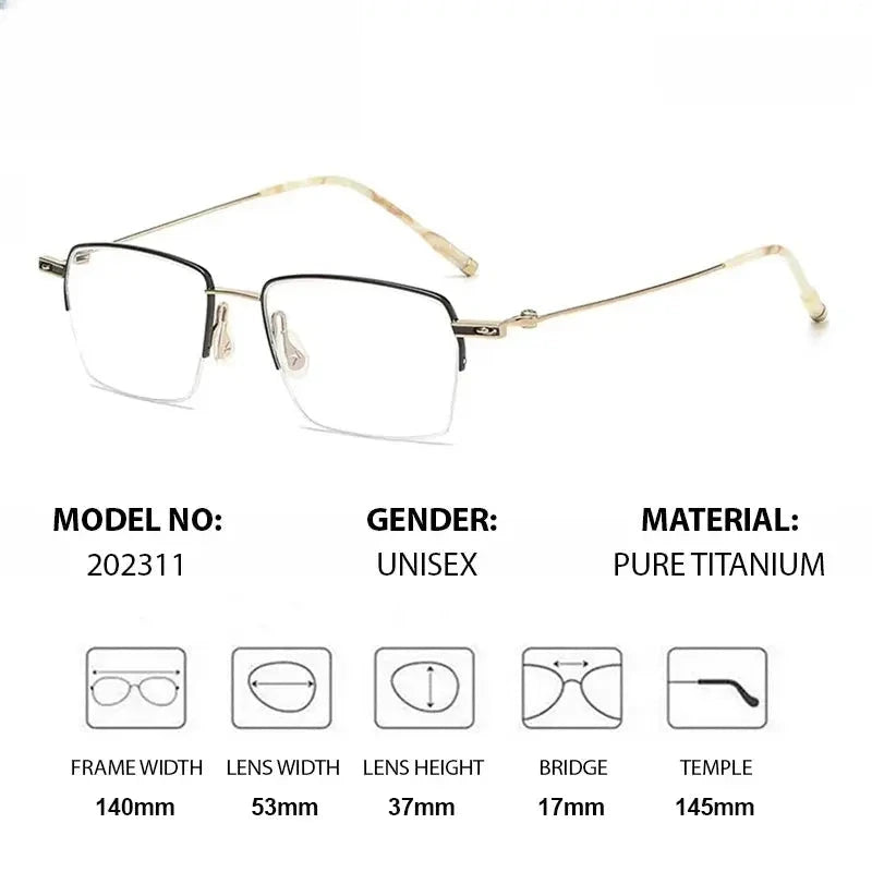 Unisex Polygon Semi-Rimless Titanium Prescription Glasses 202311 — view 2 | Rx Spectacle
