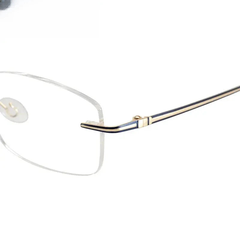 Unisex Oval Rimless Titanium Prescription Glasses 16075 — view 2 | Rx Spectacle