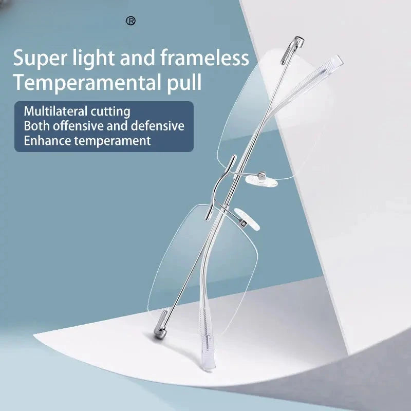Unisex Square Rimless Titanium Reading Glasses V0620 — view 5 | Rx Spectacle