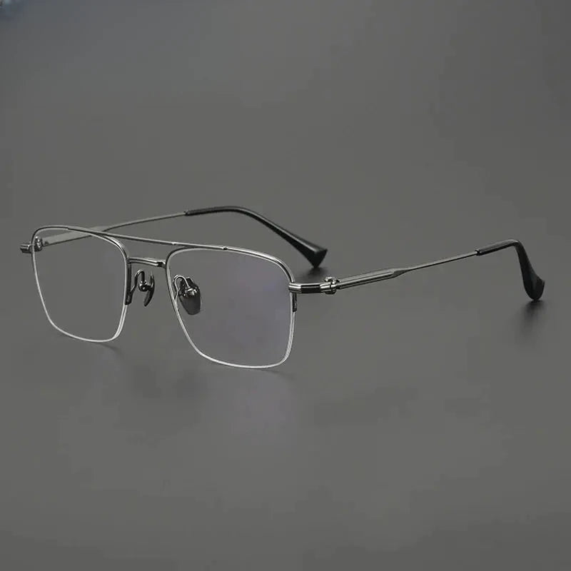 Unisex Square Semi-Rimless Titanium Prescription Glasses G4011 — view 1 | Rx Spectacle