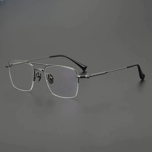 Unisex Square Semi-Rimless Titanium Prescription Glasses G4011 — view 1 | Rx Spectacle