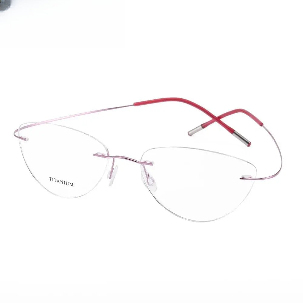 Unisex Cat Eye Rimless Titanium Prescription Glasses 20003 — view 2 | Rx Spectacle
