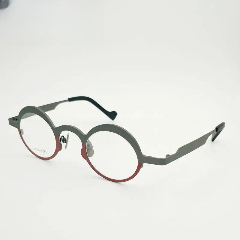 Unisex Round Full Rim Titanium Prescription Glasses 7023 — view 6 | Rx Spectacle