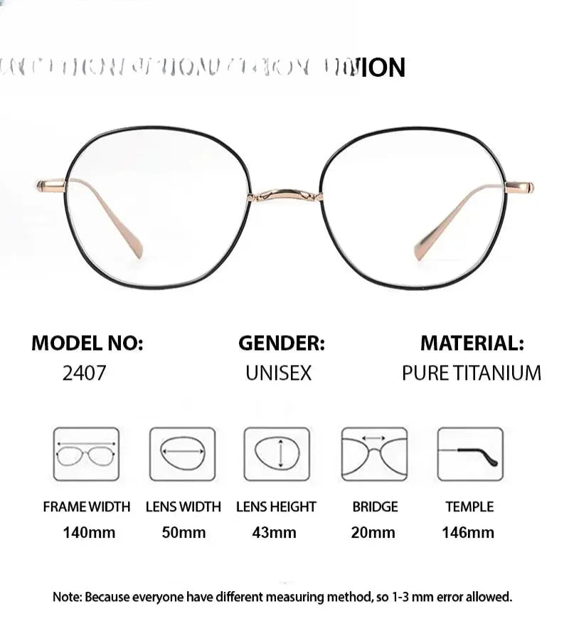 Unisex Oval Full Rim Titanium Prescription Glasses 612407 — view 2 | Rx Spectacle
