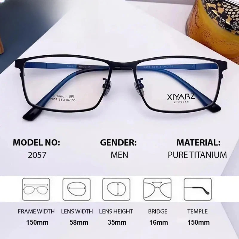 Unisex Square Full Rim Titanium Oversized Prescription Glasses 882057 — view 2 | Rx Spectacle