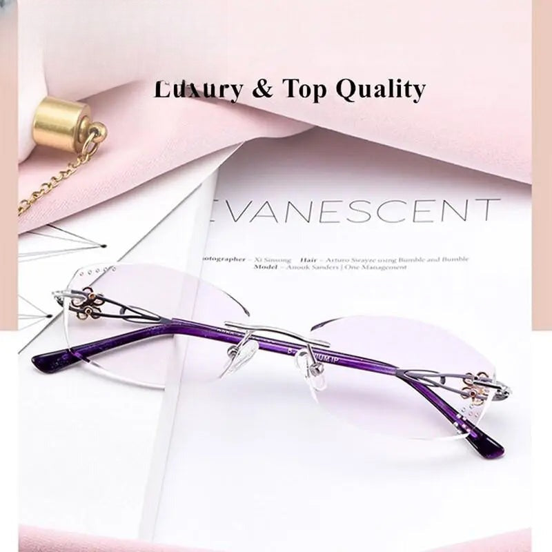 Women's Oval Rimless Titanium Prescription Glasses 2889 — view 9 | Rx Spectacle