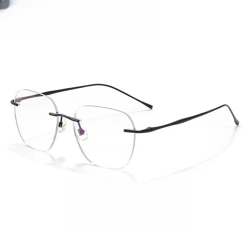 Unisex Polygon Rimless Stainless Steel Prescription Glasses 699632 — view 4 | Rx Spectacle