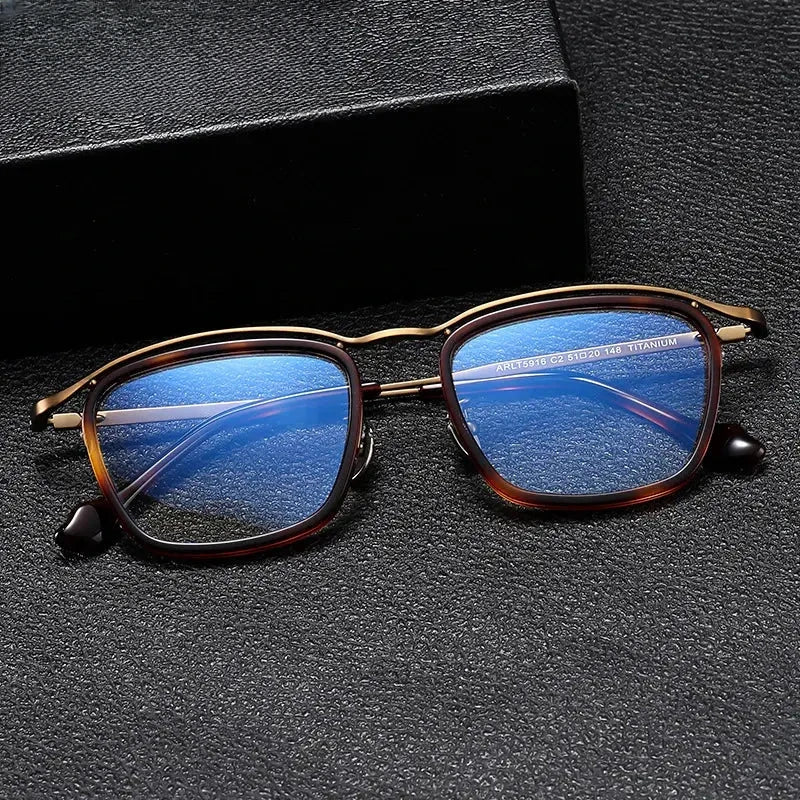 Men's Square Full Rim Titanium Prescription Glasses 35916 — view 1 | Rx Spectacle