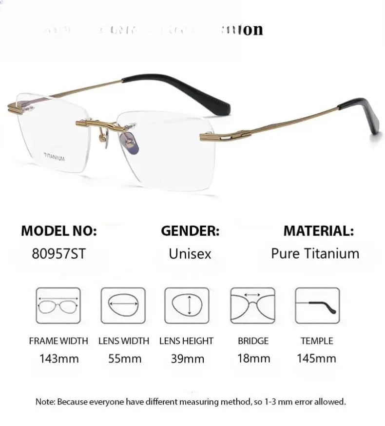 Men's Polygon Rimless Titanium Prescription Glasses 80957 — view 2 | Rx Spectacle
