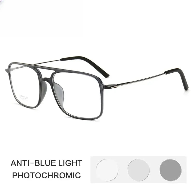 Women's Square Full Rim Titanium Double Bridge Reading Glasses G2235 — view 6 | Rx Spectacle