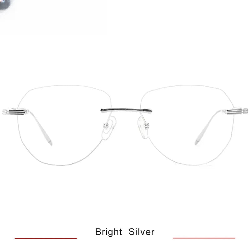 Women's Round Rimless Titanium Flat Top Prescription Glasses 16084 — view 4 | Rx Spectacle