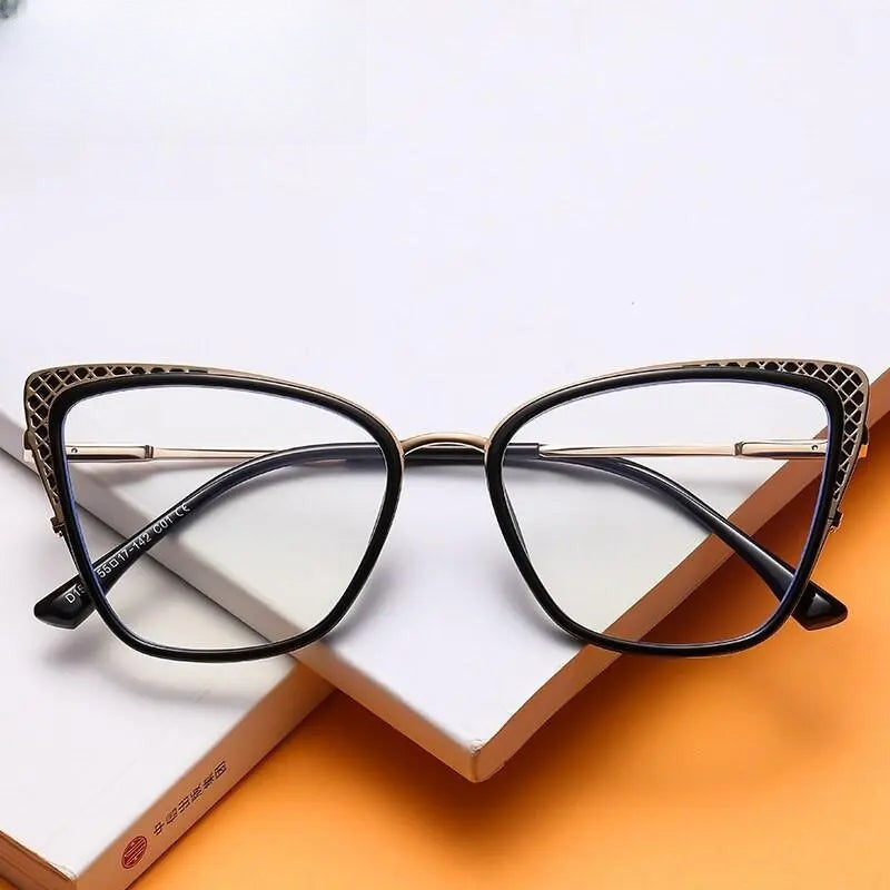 Women's Cat Eye Full Rim Titanium Prescription Glasses 1525 — view 2 | Rx Spectacle