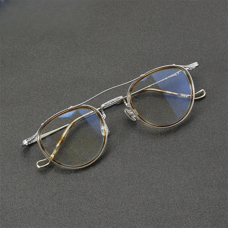 Unisex Oval Full Rim Titanium Double Bridge Prescription Glasses 881715 — view 1 | Rx Spectacle