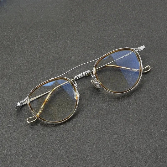 Unisex Oval Full Rim Titanium Double Bridge Prescription Glasses 881715 — view 1 | Rx Spectacle