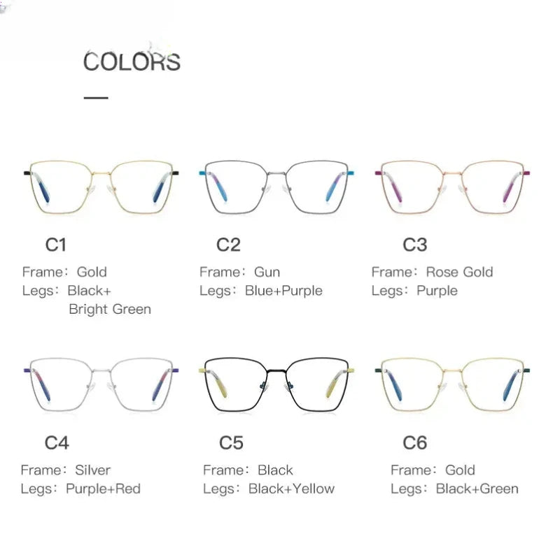 Women's Square Full Rim Alloy Reading Glasses Pfd3051 — view 13 | Rx Spectacle