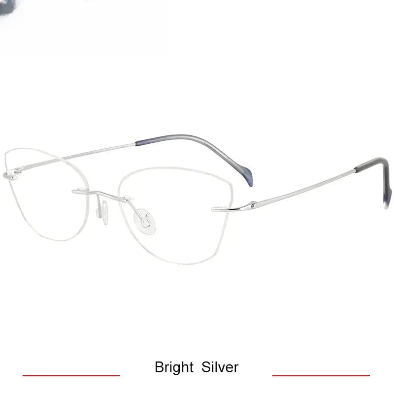 Women's Cat Eye Rimless Titanium Prescription Glasses 316086 — view 9 | Rx Spectacle