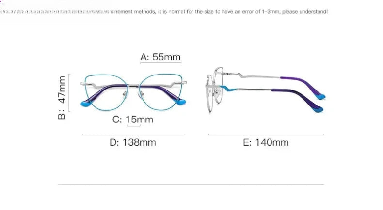Women's Cat Eye Full Rim Stainless Steel Reading Glasses 3043 — view 14 | Rx Spectacle