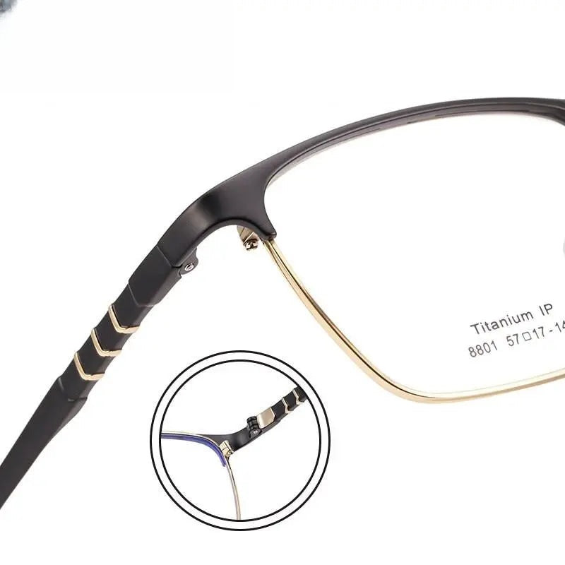 Men's Square Full Rim Titanium Prescription Glasses 8801 — view 7 | Rx Spectacle