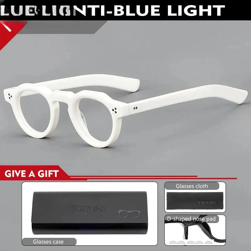 Women's Round Full Rim Acetate Flat Top Reading Glasses 98013 — view 4 | Rx Spectacle