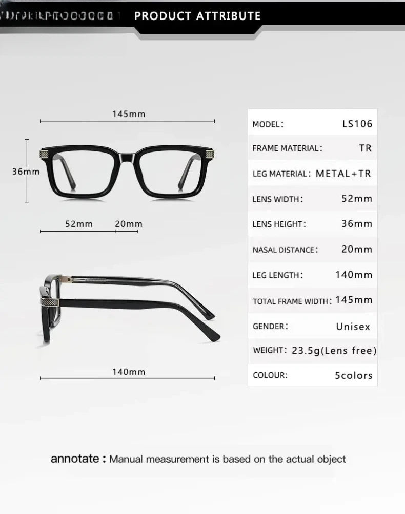 Unisex Square Full Rim Titanium Reading Glasses 67106 — view 2 | Rx Spectacle