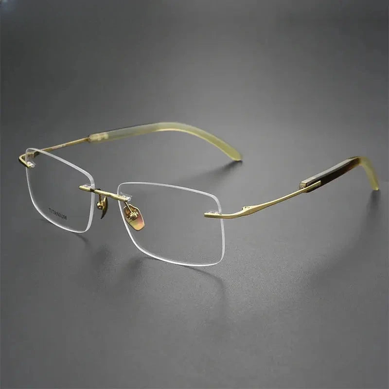 Unisex Polygon Rimless Titanium Prescription Glasses 921029 — view 4 | Rx Spectacle