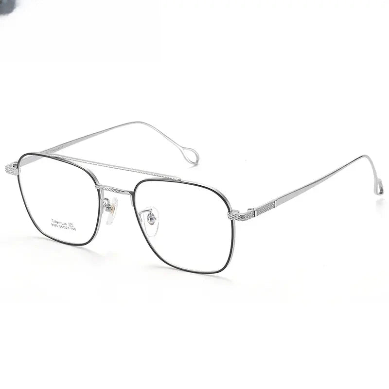Unisex Square Full Rim Titanium Double Bridge Prescription Glasses 83654 — view 1 | Rx Spectacle