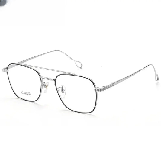 Unisex Square Full Rim Titanium Double Bridge Prescription Glasses 83654 — view 1 | Rx Spectacle