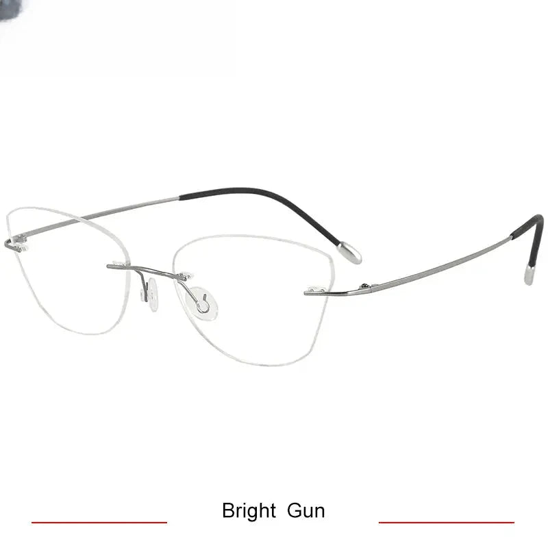 Women's Cat Eye Rimless Titanium Prescription Glasses 416085 — view 9 | Rx Spectacle