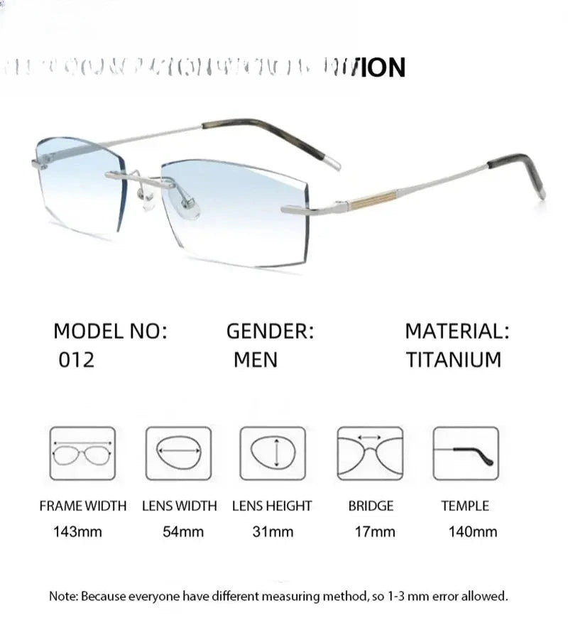 Men's Square Rimless Titanium Prescription Glasses 369012 — view 2 | Rx Spectacle