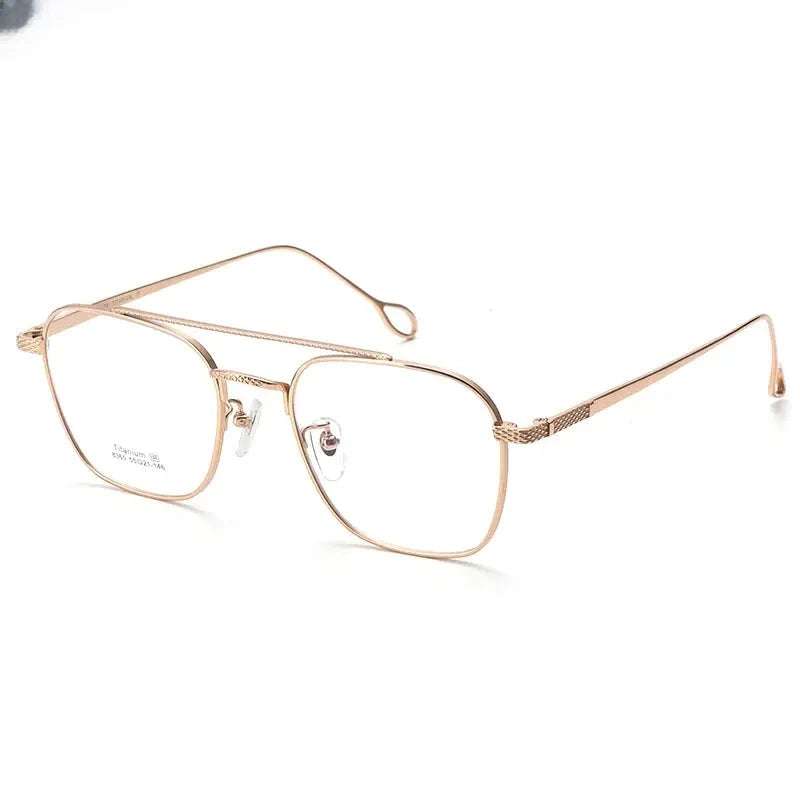Unisex Square Full Rim Titanium Double Bridge Prescription Glasses 83654 — view 5 | Rx Spectacle