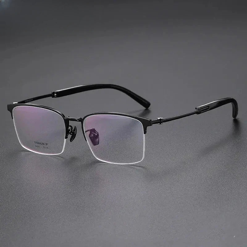 Men's Square Semi-Rimless Titanium Prescription Glasses 872335 — view 5 | Rx Spectacle