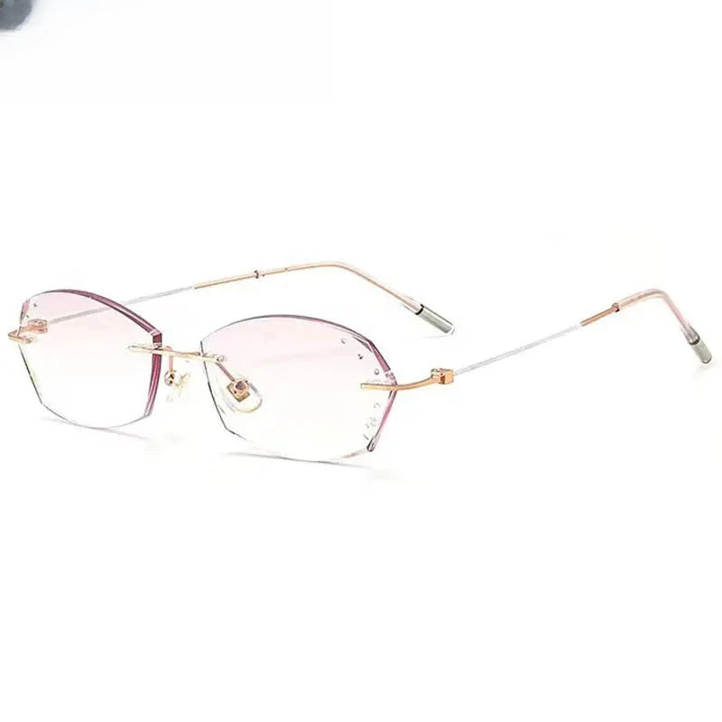 Women's Oval Rimless Titanium Prescription Glasses 89834 — view 4 | Rx Spectacle