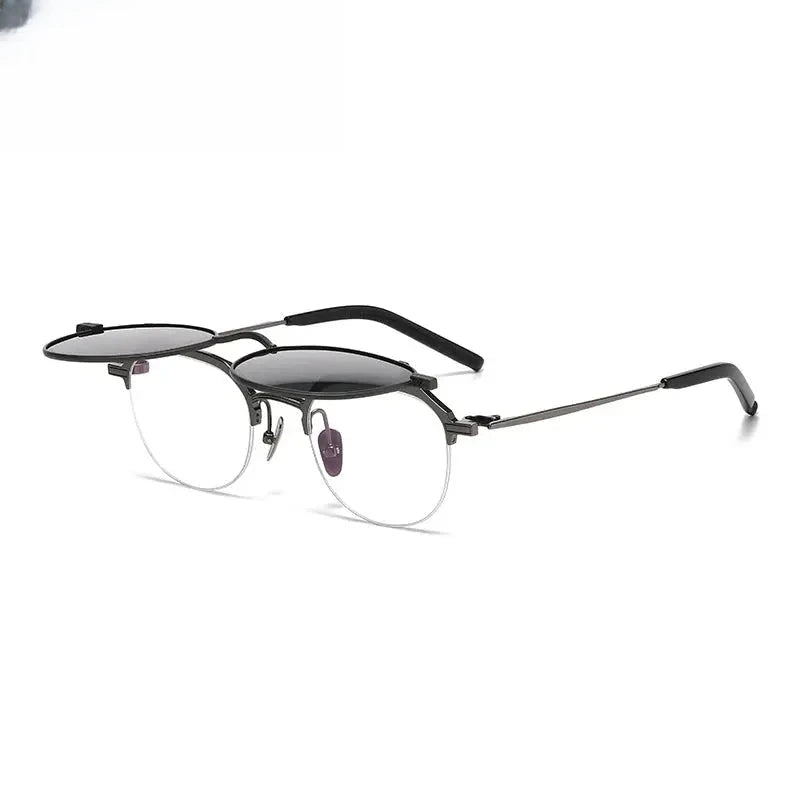 Square Full Rim Titanium Flat Top Prescription Glasses 724400 — view 5 | Rx Spectacle