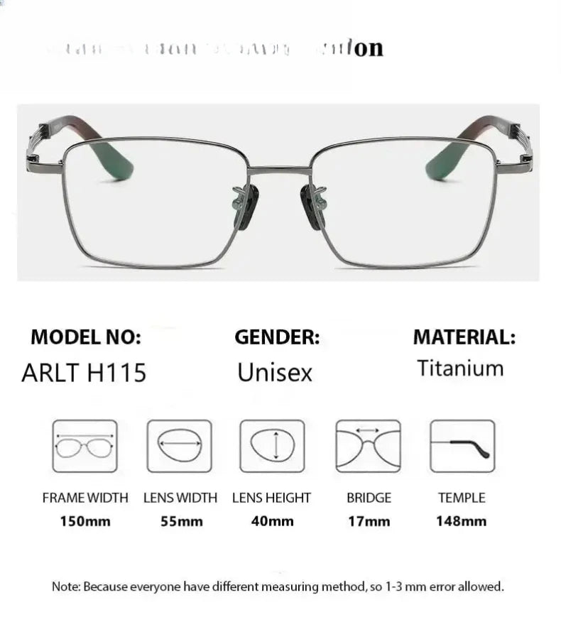 Men's Square Full Rim Titanium Oversized Prescription Glasses 612150 — view 5 | Rx Spectacle