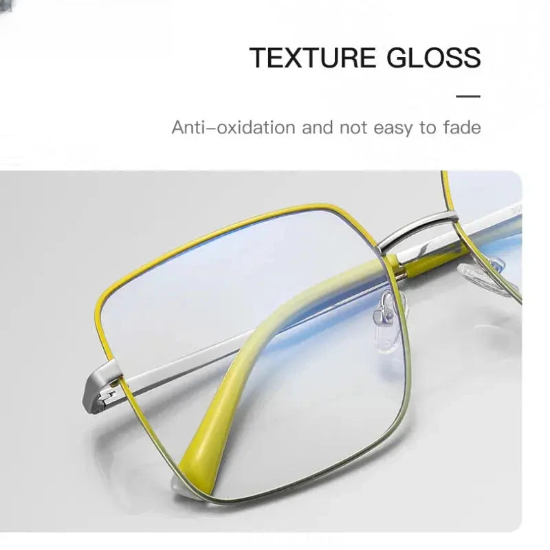 Unisex Square Full Rim Stainless Steel Reading Glasses 3089 — view 5 | Rx Spectacle
