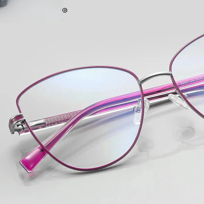 Women's Cat Eye Full Rim Alloy Reading Glasses 3067 — view 2 | Rx Spectacle