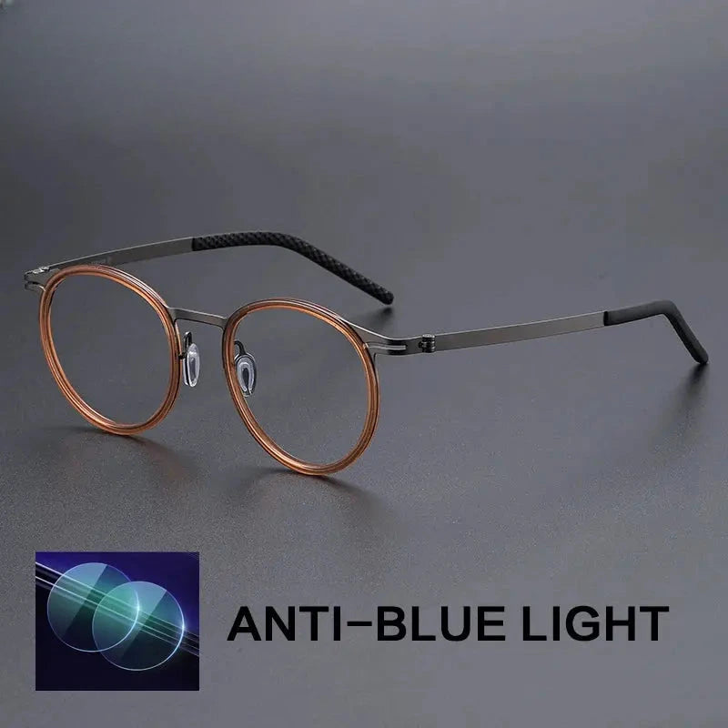 Unisex Round Full Rim Titanium Reading Glasses G698010 — view 6 | Rx Spectacle