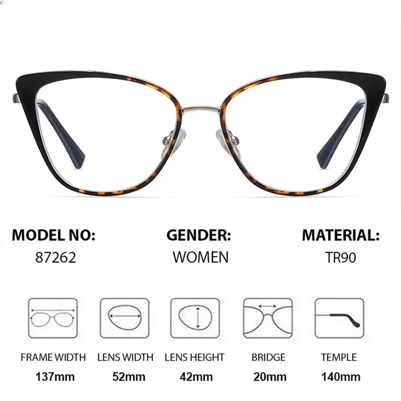 Women's Cat Eye Full Rim Titanium Prescription Glasses 87262 — view 2 | Rx Spectacle