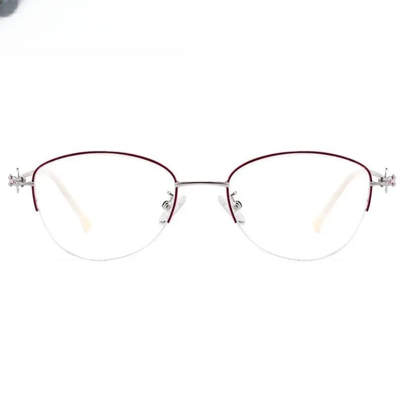 Women's Cat Eye Semi-Rimless Stainless Steel Prescription Glasses 8025 — view 8 | Rx Spectacle