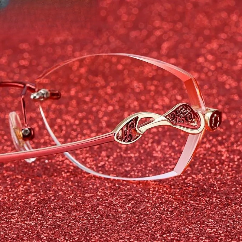 Women's Oval Rimless Titanium Prescription Glasses 5023 — view 8 | Rx Spectacle