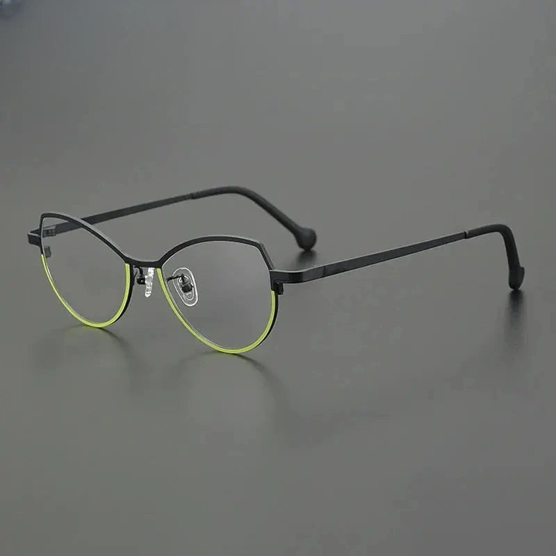 Unisex Browline Full Rim Titanium Prescription Glasses Gxy85848 — view 6 | Rx Spectacle